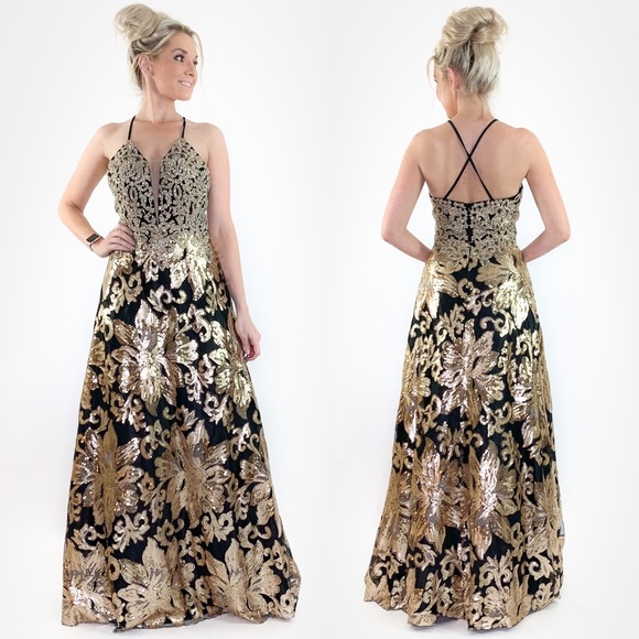 Cinderella Divine Dresses & Skirts - Gold Sparkly Prom Dress